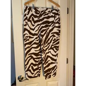 Chico's Brown Zebra Utility Crop Luxe twill Large NWT